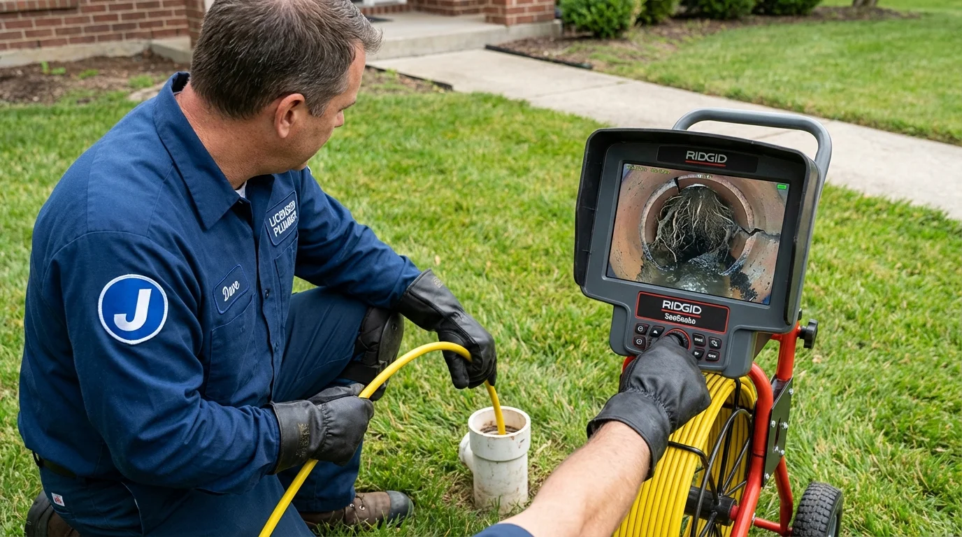 Sewer camera inspection being performed by Johns Plumbing LLC in Batavia